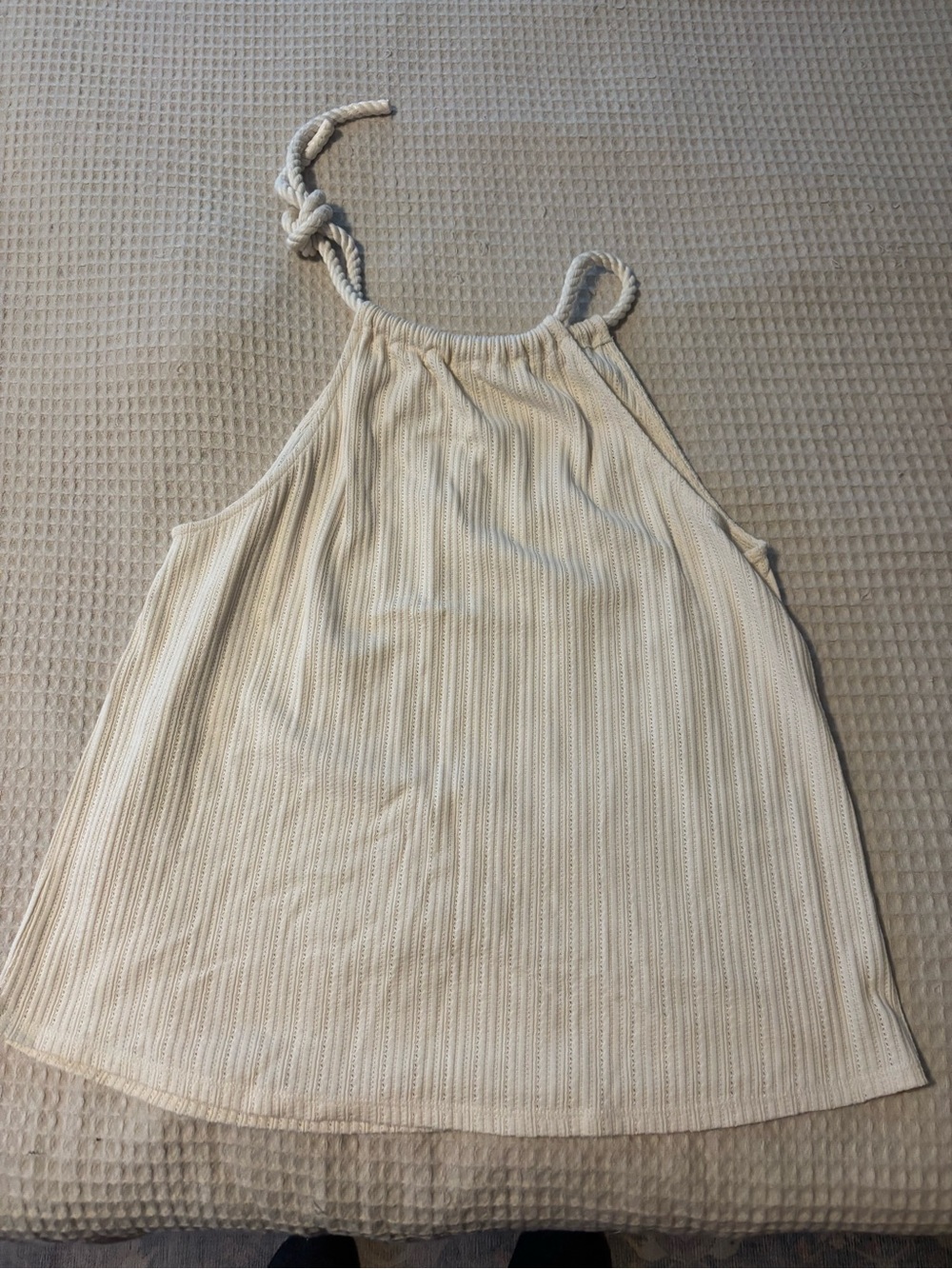 Sezane women’s Cream Halter Tank Top with Rope Straps